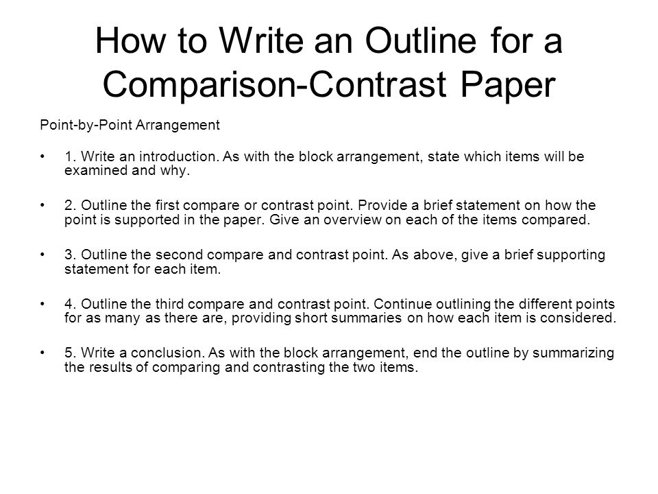 how to write a comparative essay outline